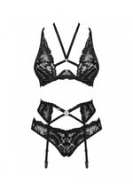 Set lenjerie intimă Alessya Obsessive, trei piese, negru, M/L