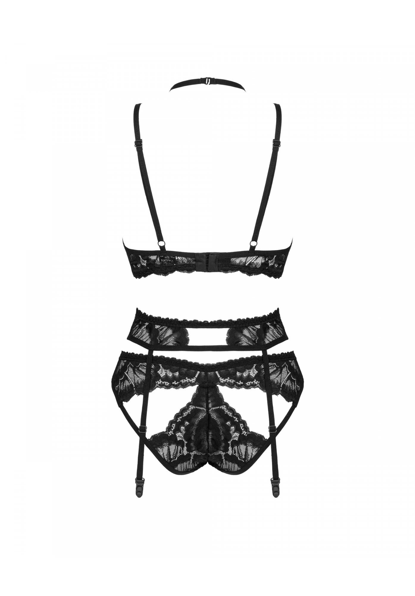 Set lenjerie intimă Alessya Obsessive, trei piese, negru, M/L
