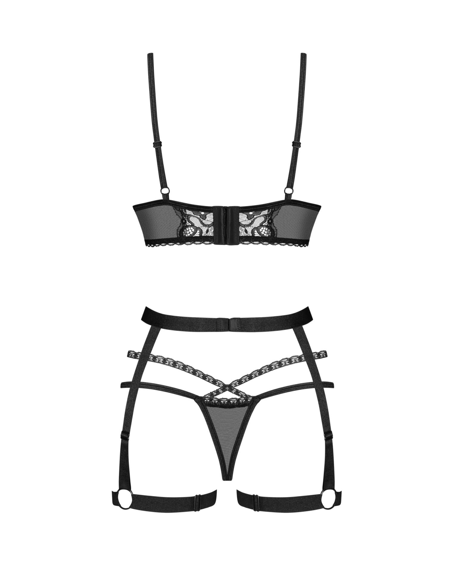 Set lenjerie intimă Obsessive Blomentis negru XS/S