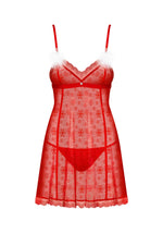 Set babydoll Claussica roșu Moș Crăciun Obsessive XL/2XL