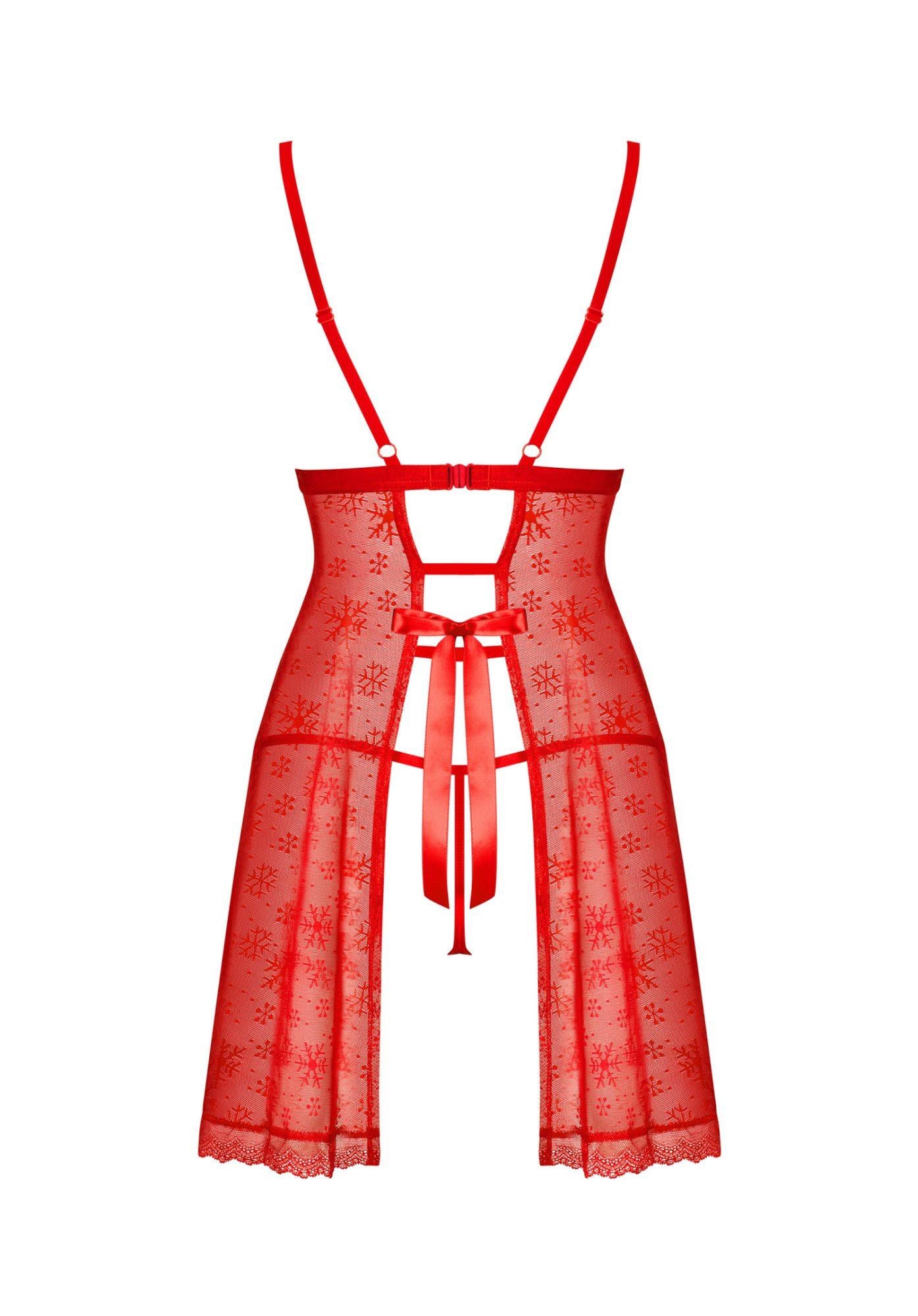 Set babydoll Claussica roșu Moș Crăciun Obsessive XL/2XL