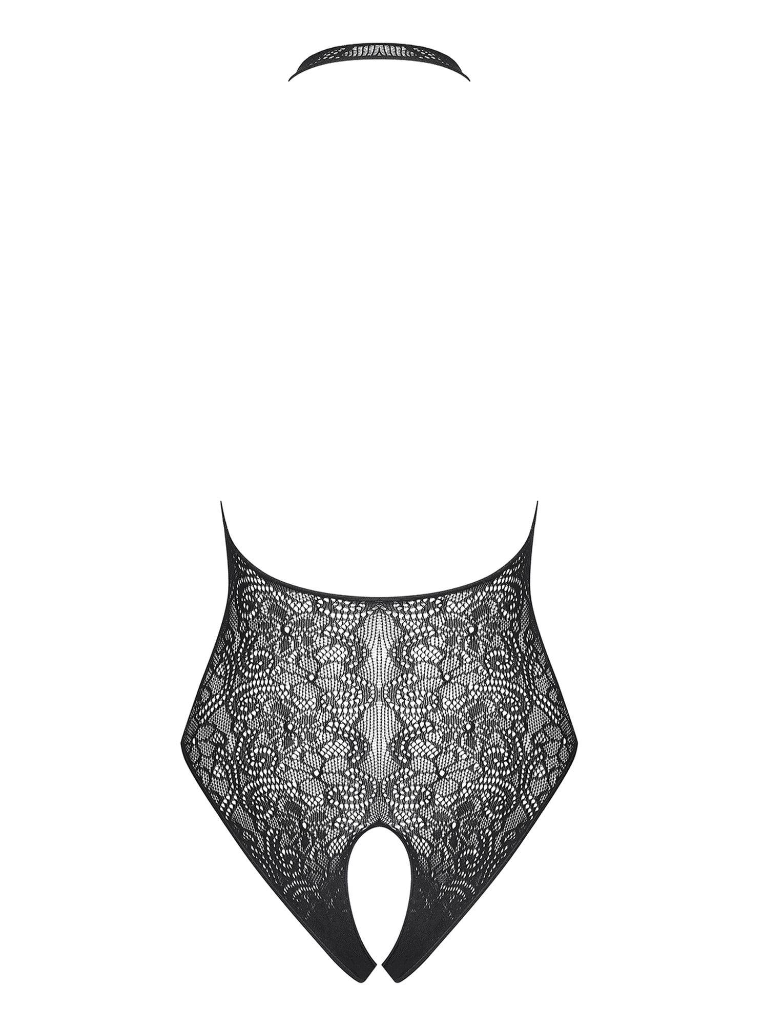 Body erotic negru Obsessive B113 cu model floral S/M/L