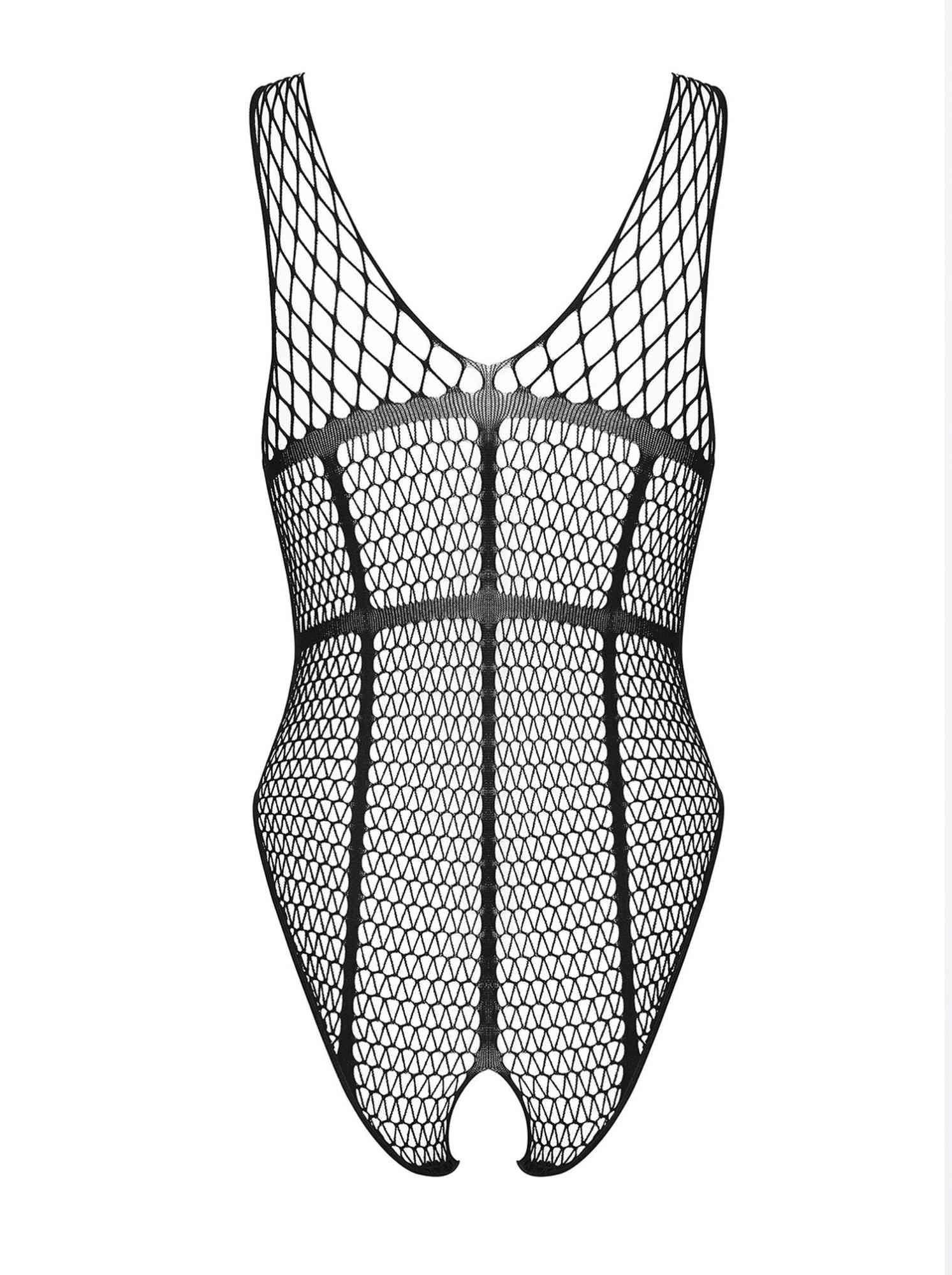 Body erotic Obsessive din plasă cu deschidere între picioare S/M/L