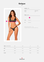 Sutien triunghiular Estiqua Obsessive Lace Negru XS/S