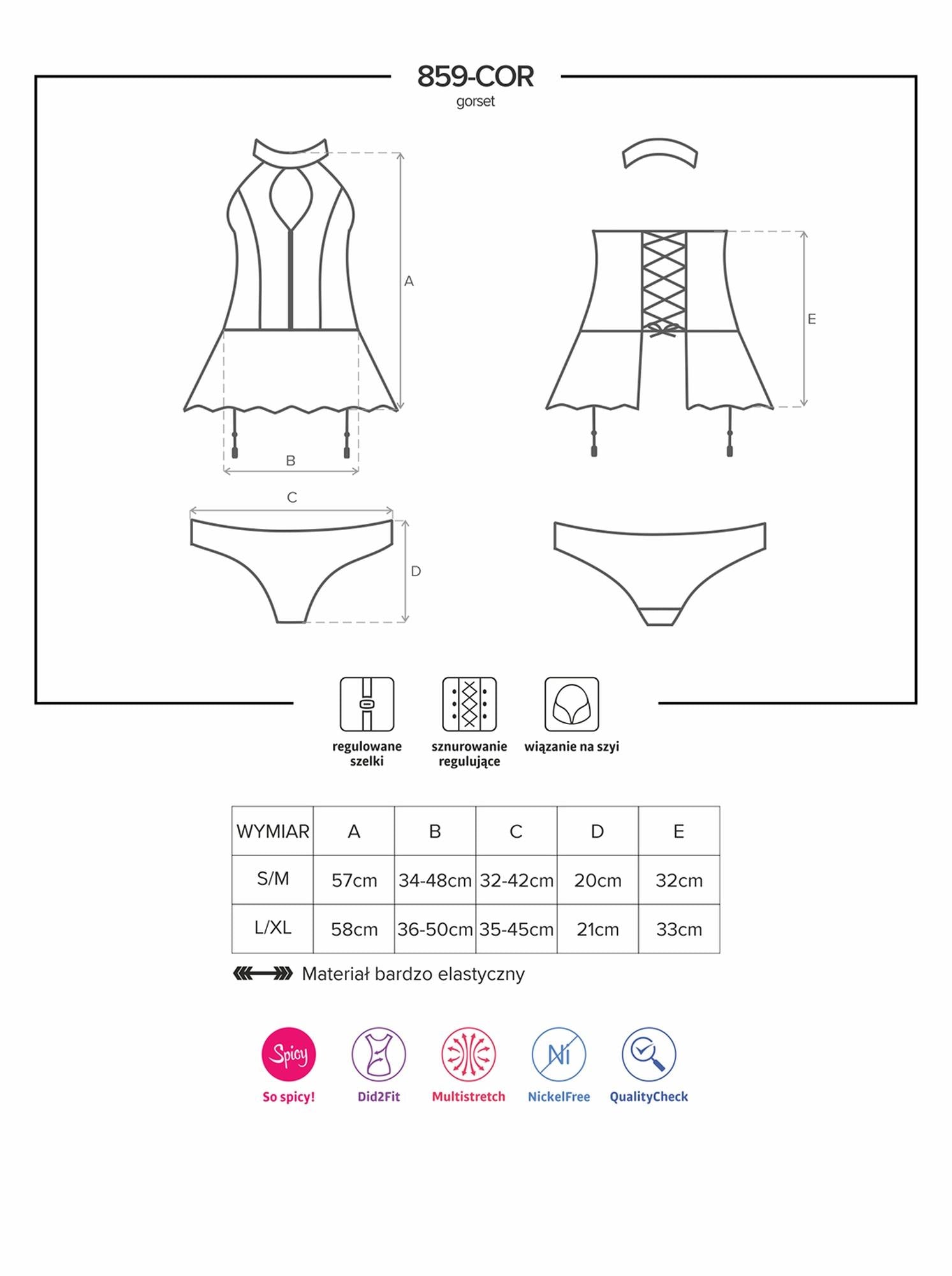 Corset și chiloți Obsessive S/M cu aspect ud