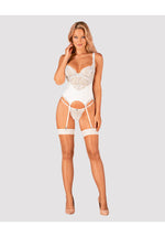 Ciorapi Obsessive S814 L/XL din plasă albă bej