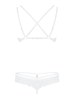 Set lenjerie intimă Obsessive din dantelă albă S/M