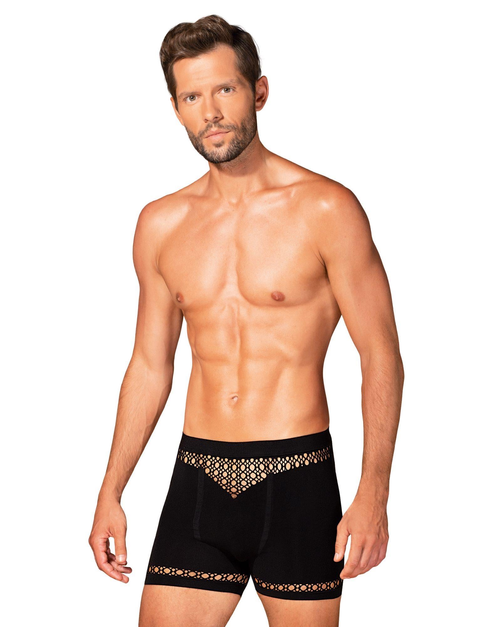 Boxeri erotici Obsessive M102 cu decupaje negri S/M/L