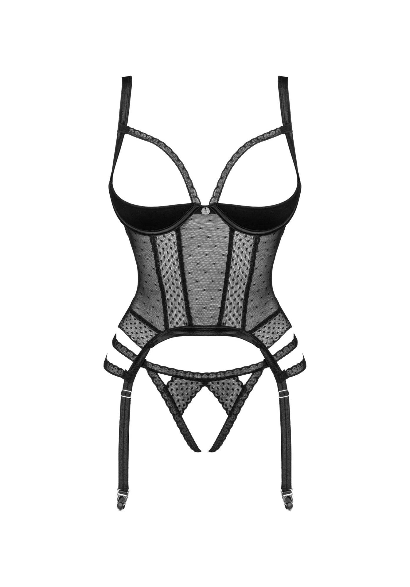 Corset Lanelia cu tanga Obsessive negru XS/S