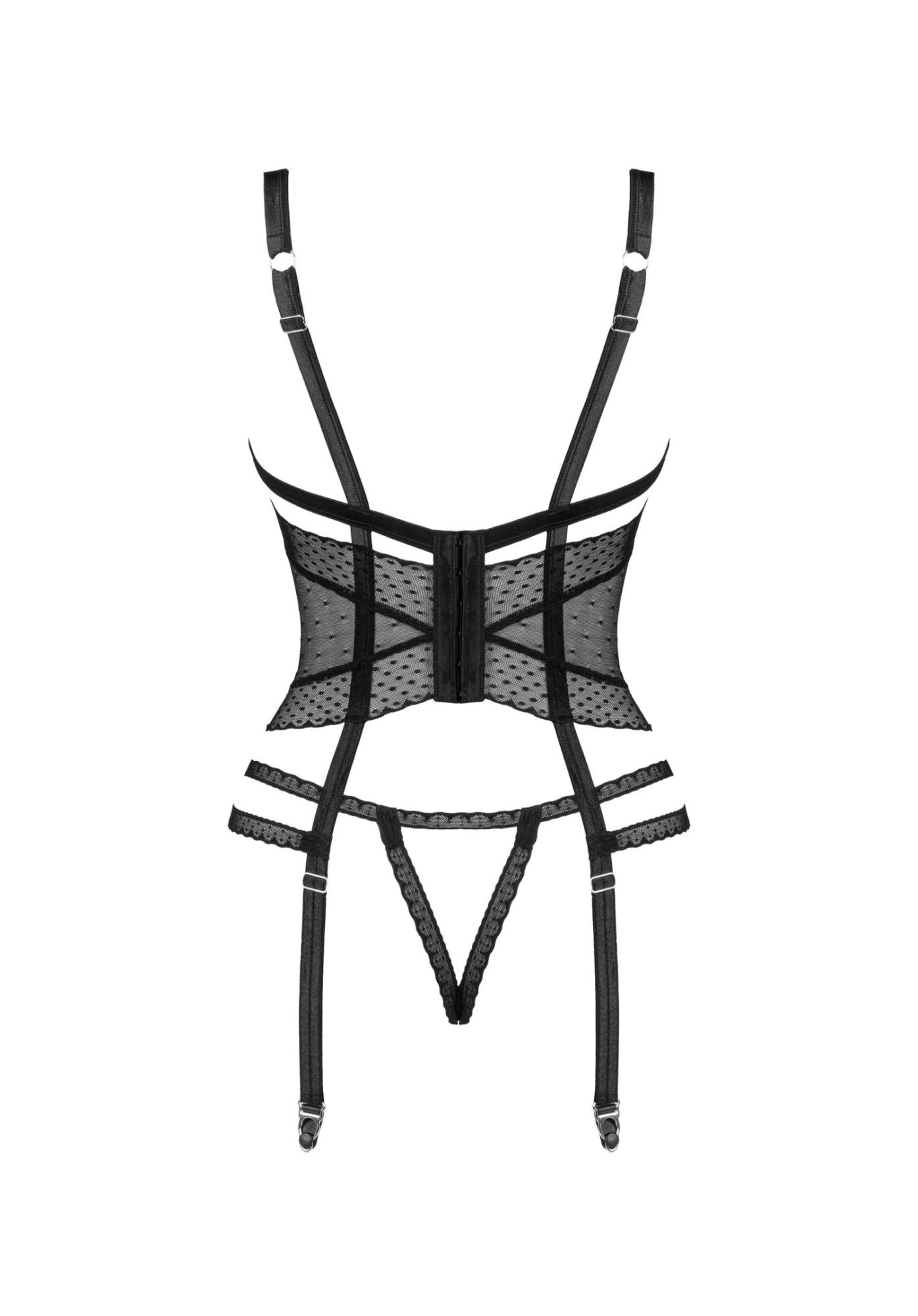 Corset Lanelia cu tanga Obsessive negru XS/S