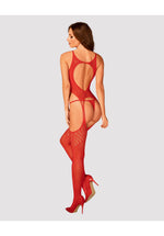 Bodystocking Obsessive N122 roșu geometric XL XXL