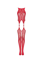 Bodystocking Obsessive N122 roșu geometric XL XXL