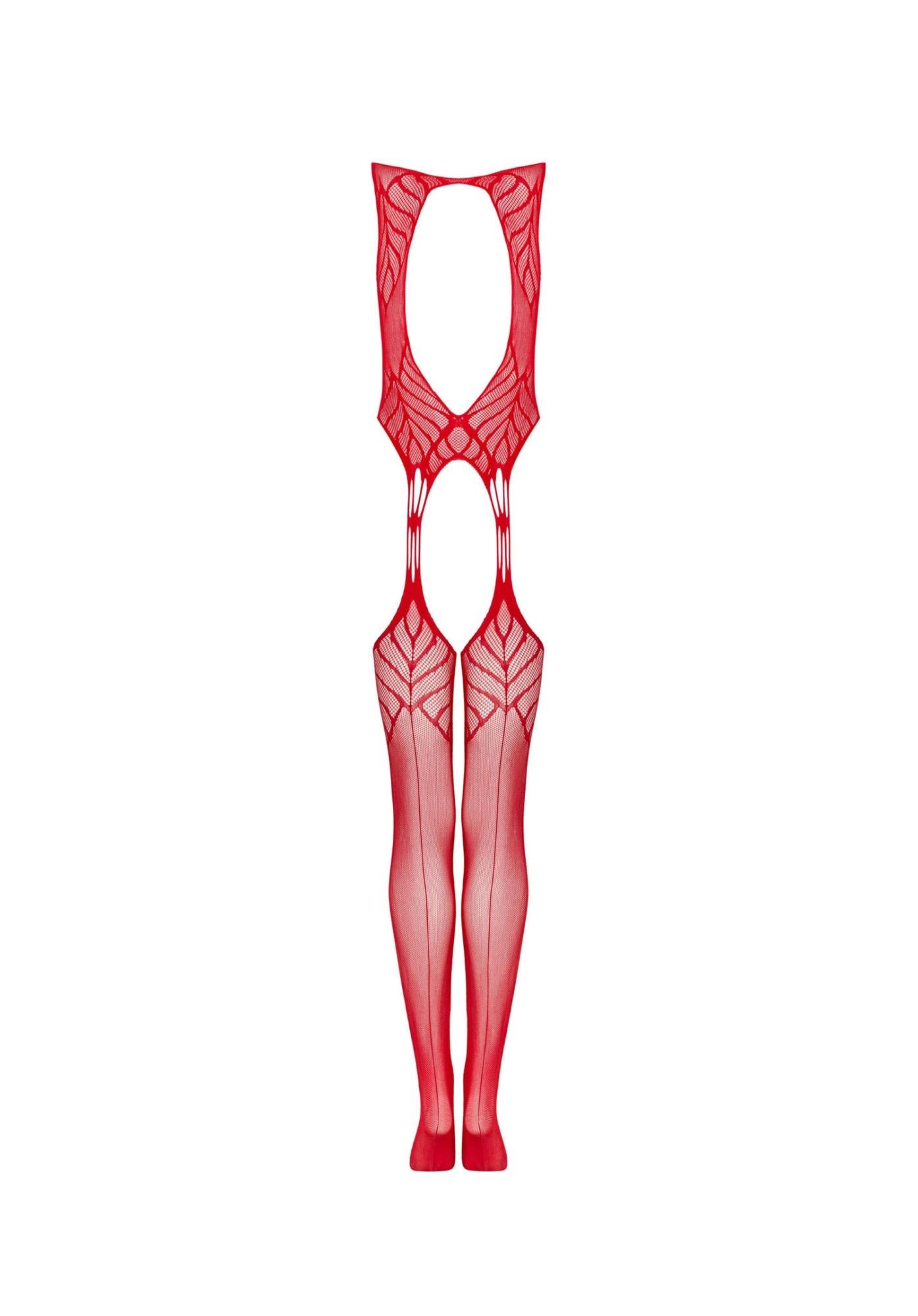 Bodystocking Obsessive N122 roșu geometric XL XXL