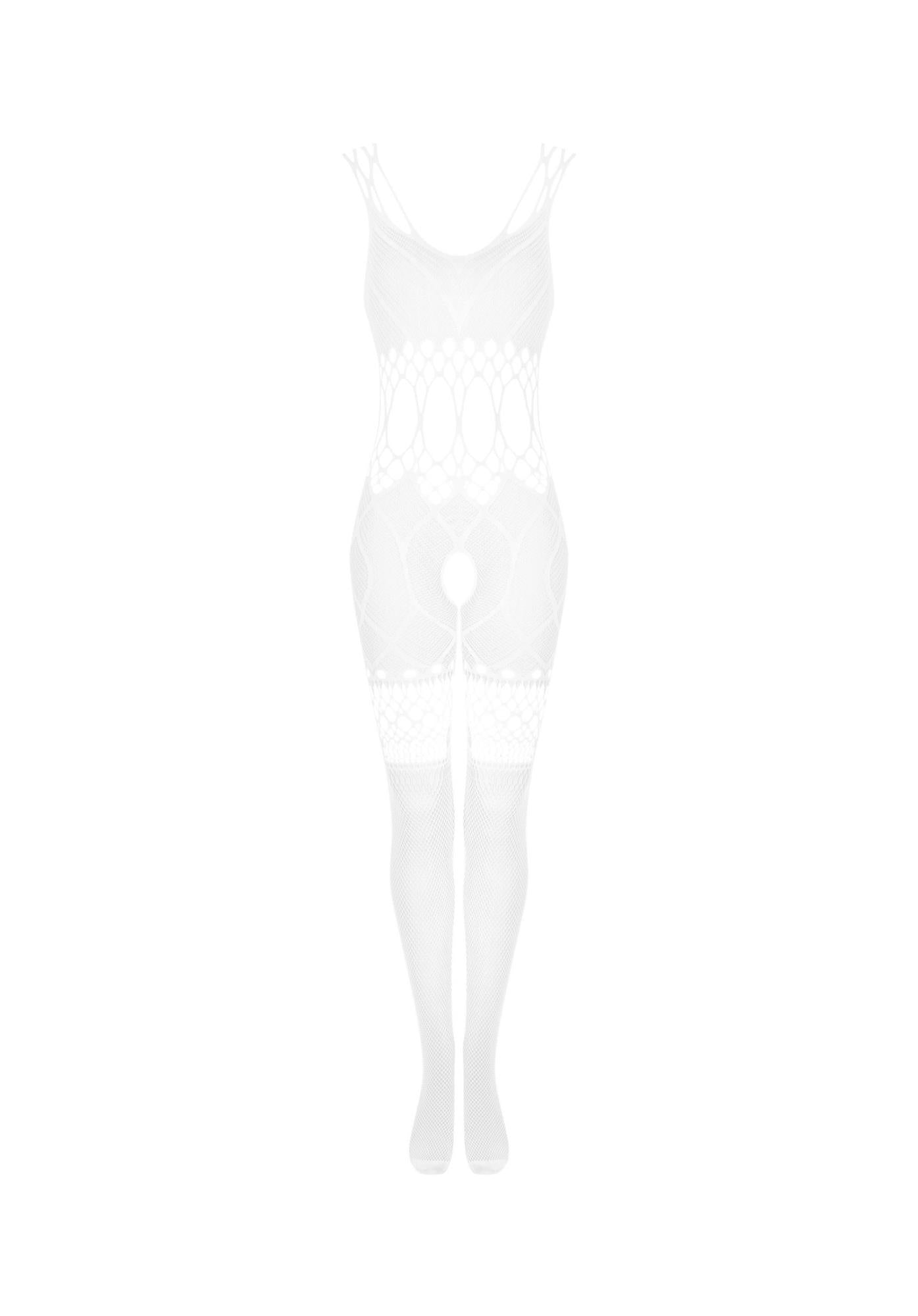Bodystocking Obsessive G330 din plasă, alb, SML