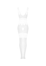 Bodystocking Obsessive G330 din plasă, alb, SML