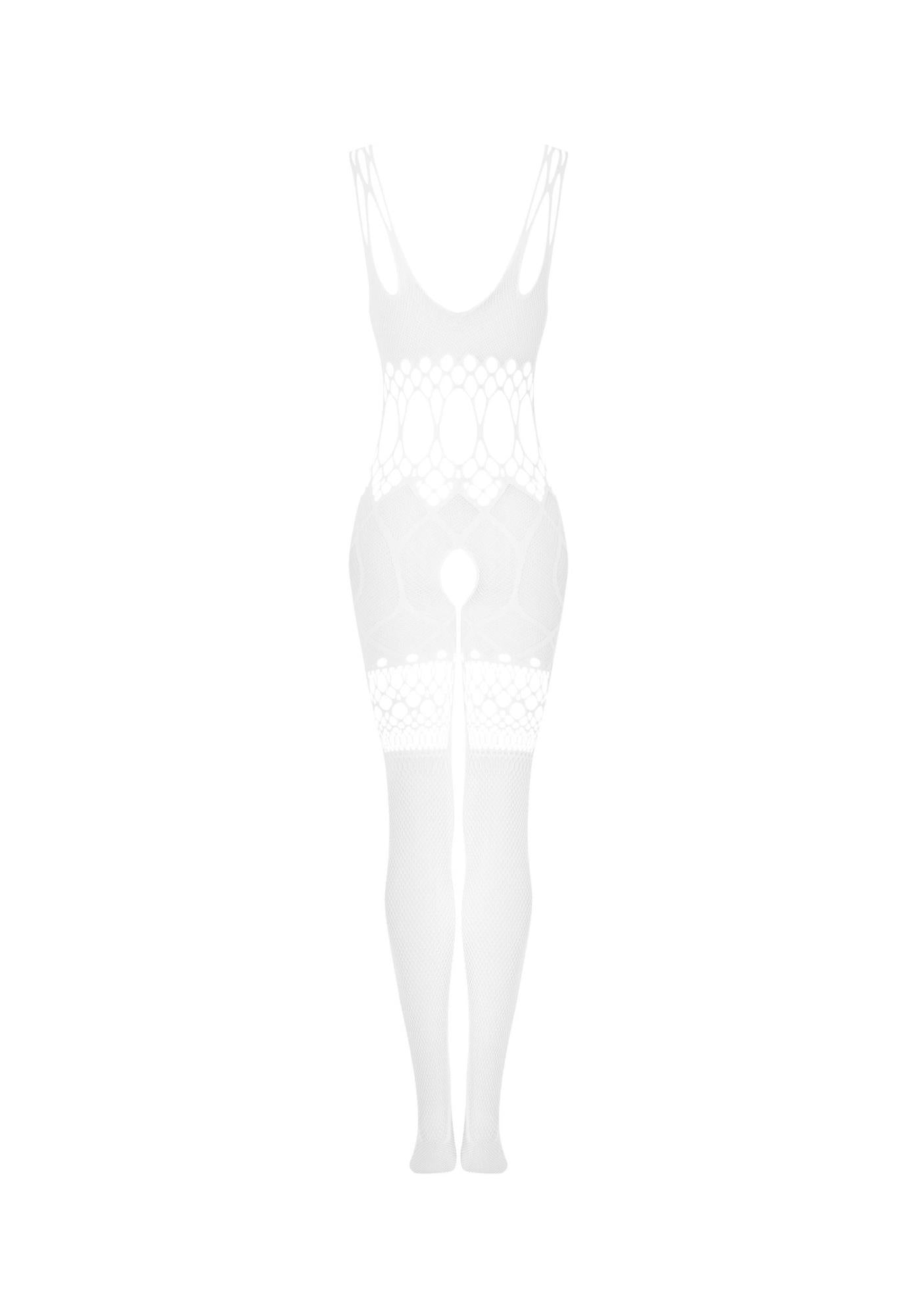 Bodystocking Obsessive G330 din plasă, alb, SML