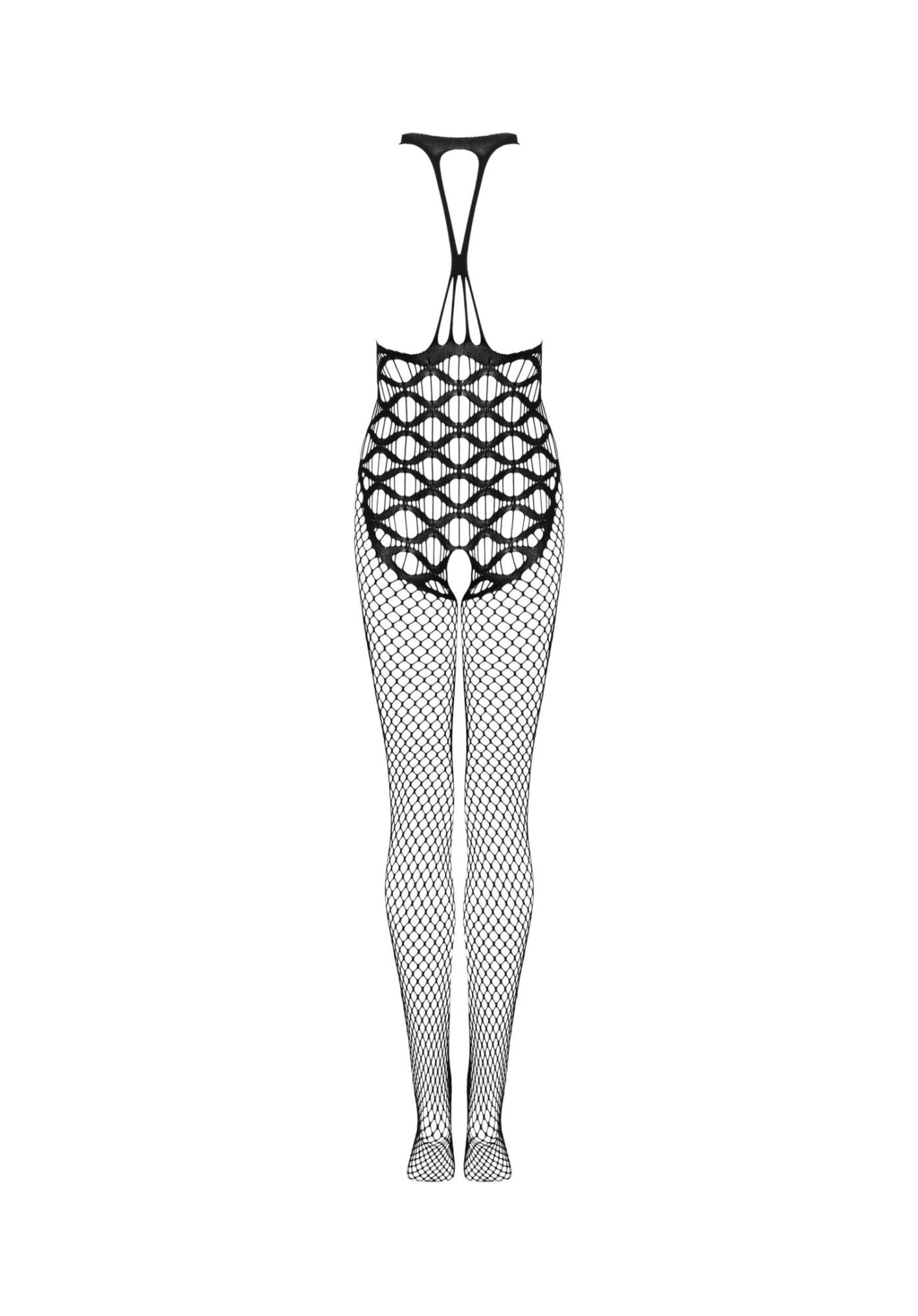 Body Obsessive G332 negru cu bretele deschise în zona între picioare, mărime S/M/L