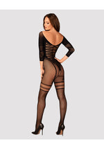 Bodystocking Obsessive G329 cu imitație de corset, negru, S/M/L