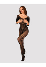 Body-ciorap Obsessive G329 negru XL XXL cu imitație de corset