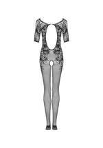 Body Obsessive F238 Negru cu imprimeu floral din plasă, mărime S/M/L