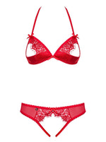 Set lenjerie erotică Obsessive din dantelă roșie S/M