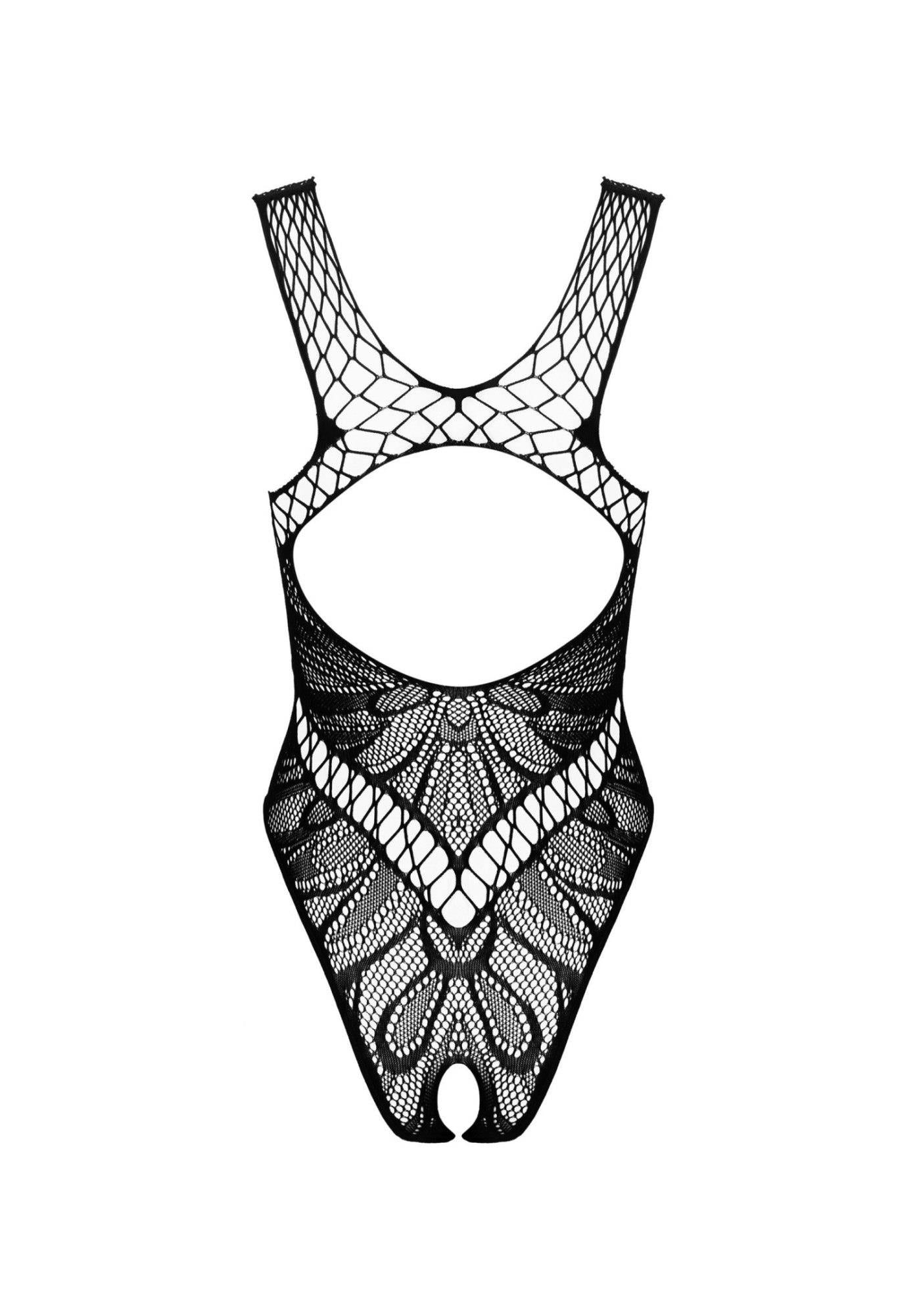 Body Obsessive B138 negru cu bretele deschise în zona între picioare, mărime S/M/L