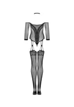 Bodystocking negru Obsessive G333 cu ciorapi S/M/L