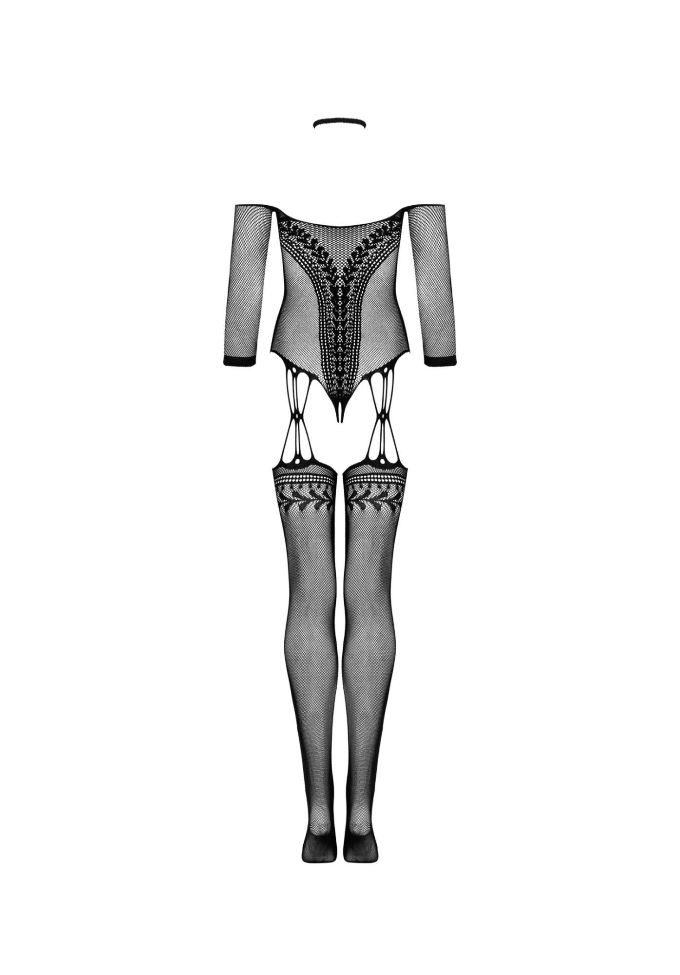 Bodystocking negru Obsessive G333 cu ciorapi S/M/L