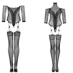 Bodystocking negru Obsessive G333 cu ciorapi S/M/L