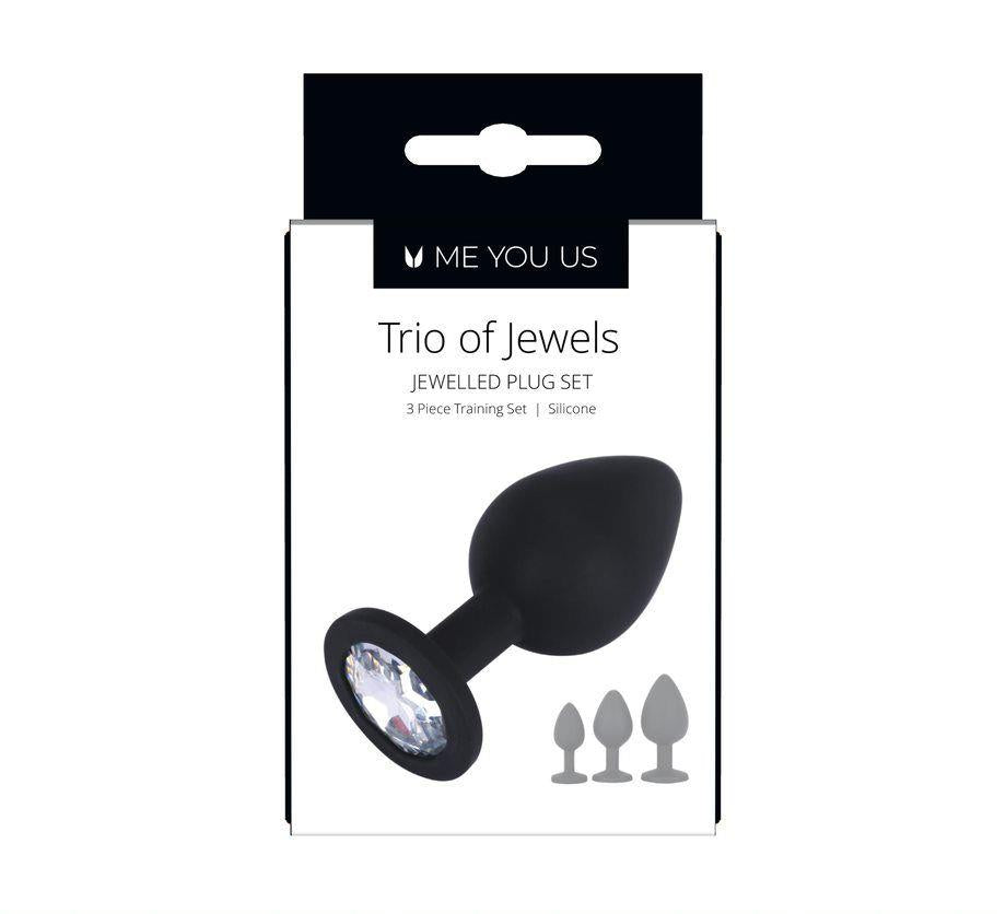 Set de dopuri anale Me You Us Trio of Jewels, culoare neagră