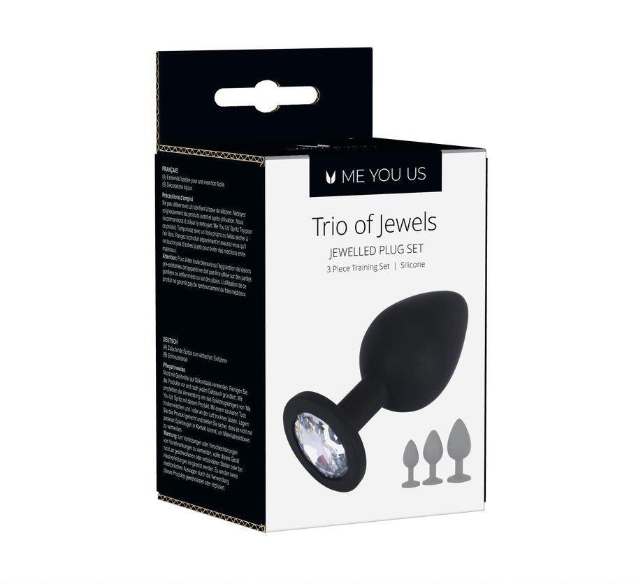 Set de dopuri anale Me You Us Trio of Jewels, culoare neagră