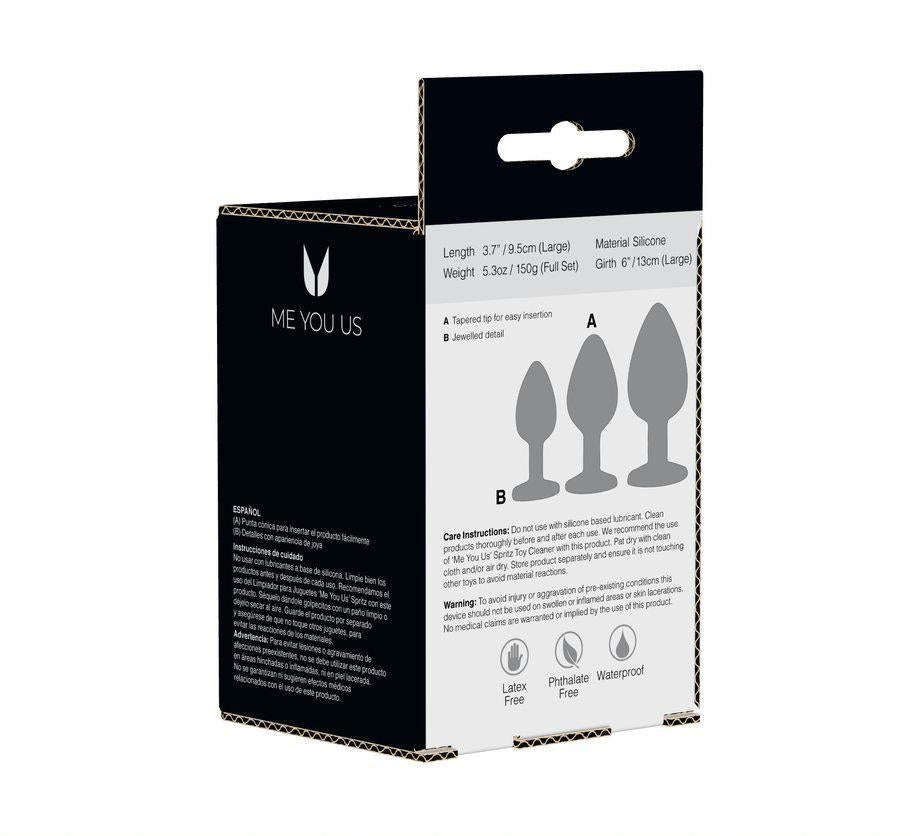 Set de dopuri anale Me You Us Trio of Jewels, culoare neagră