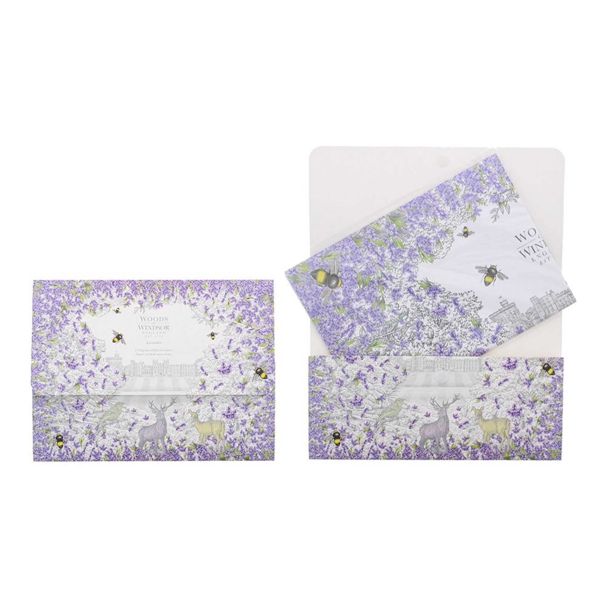 Woods Of Windsor, Lavender, Suport de pahar din metal, Folie pentru sertar, 5 buc