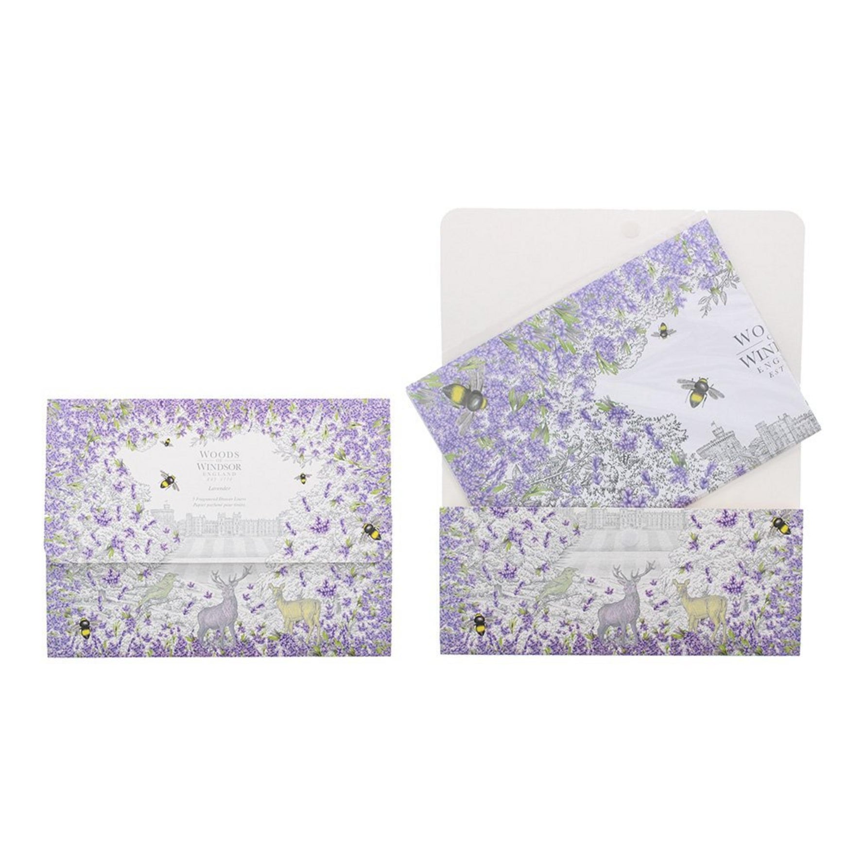Woods Of Windsor, Lavender, Suport de pahar din metal, Folie pentru sertar, 5 buc