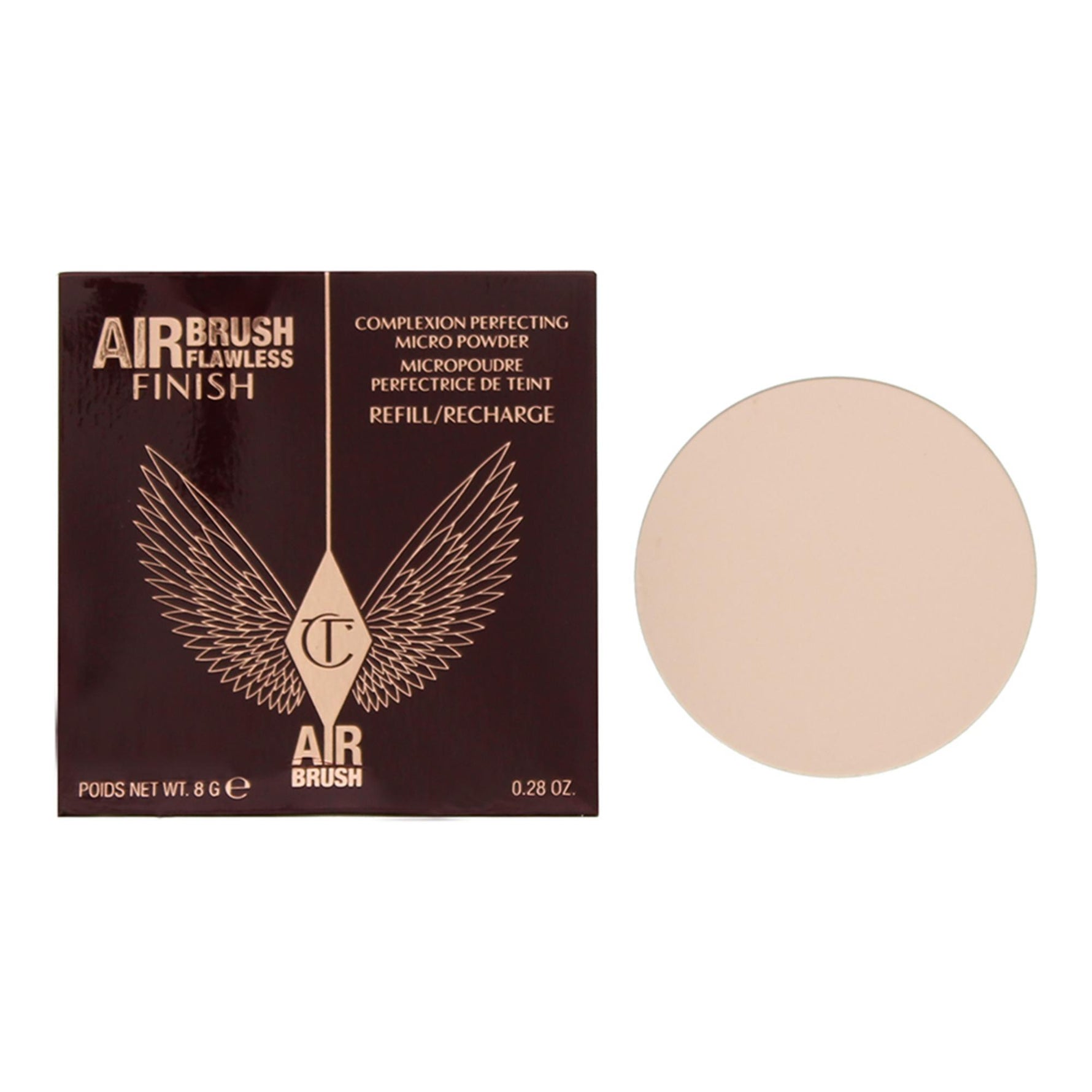 Charlotte Tilbury, Airbrush Flawless, Finisaj impecabil, Pudră compactă, 1, Corect, Reumplere, 8 g