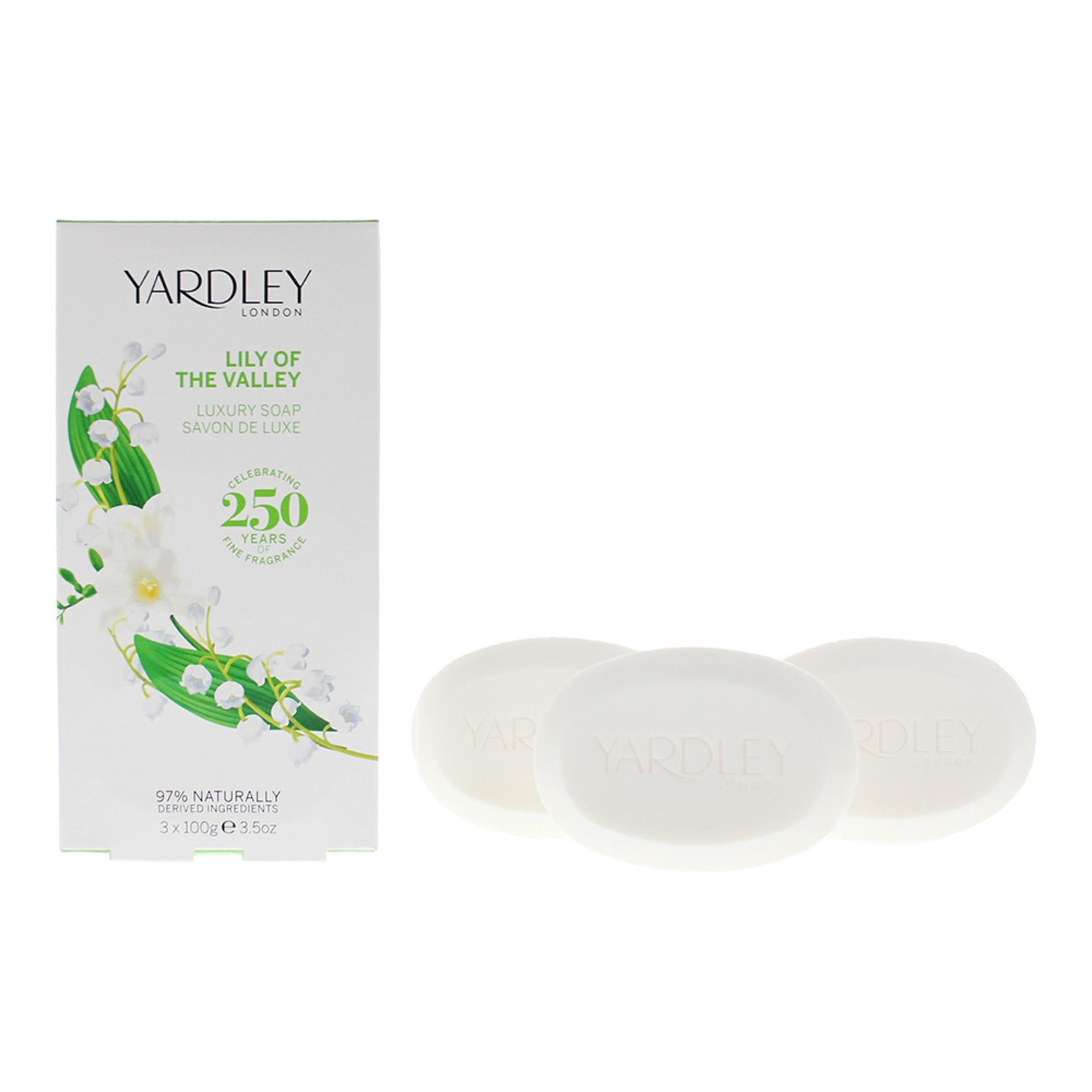 Set Trio, Yardley, Lily Of The Valley, Bucată de săpun, Pentru față și corp, 3 buc, 100 g