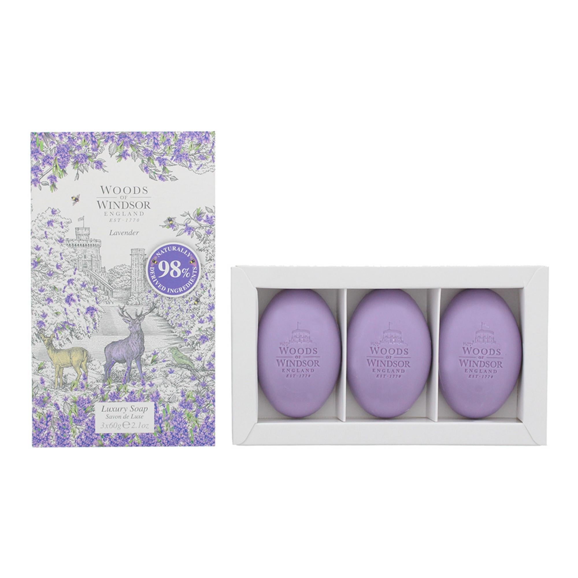 Set Trio, Woods Of Windsor, Lavender, Curățenie, Lavandă, Săpun de masaj, Unt de shea, 3 buc, 60 g