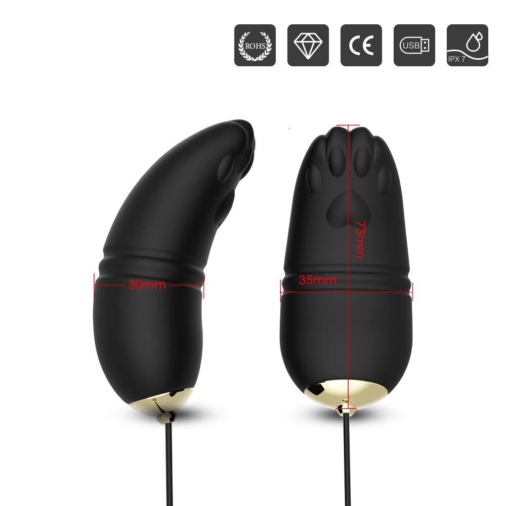 Telecomandă vibratoare Kitty din silicon, cu USB, neagră