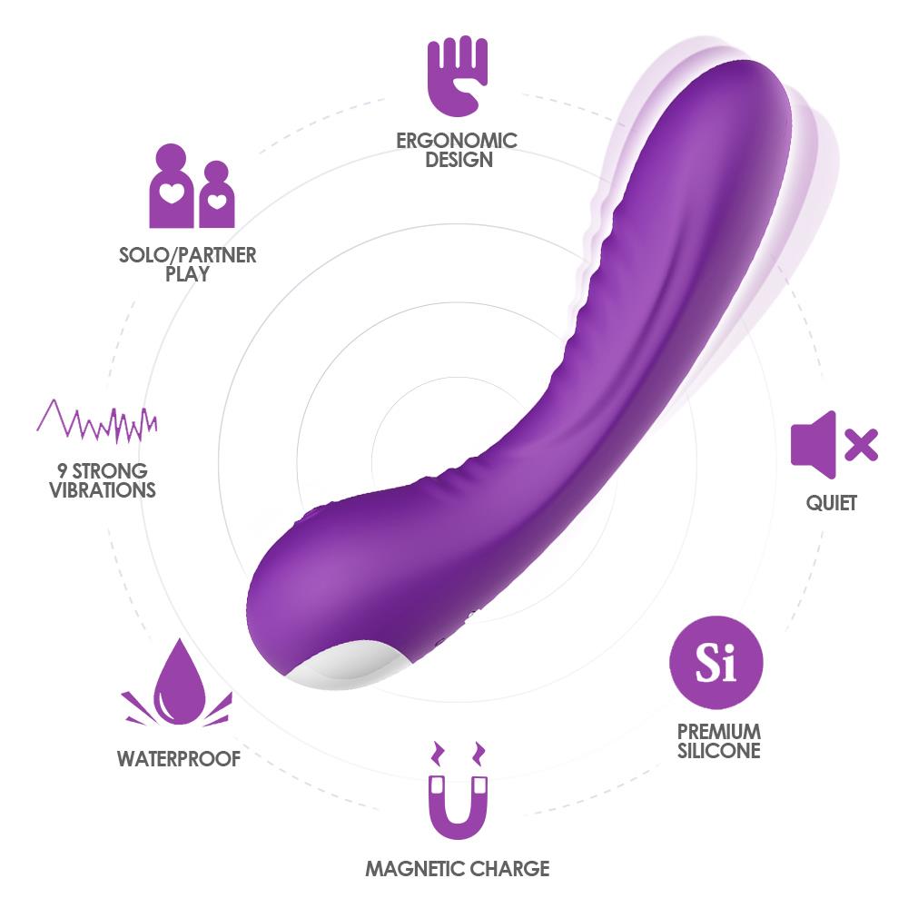 Vibrator Legend pentru punctul G, silicon violet, USB, 18 cm, impermeabil
