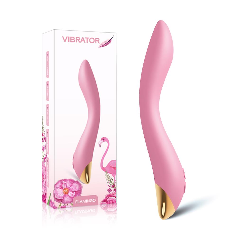Vibrator pentru punctul G din silicon Joy Flamingo seria B, roz deschis, USB, 22 cm
