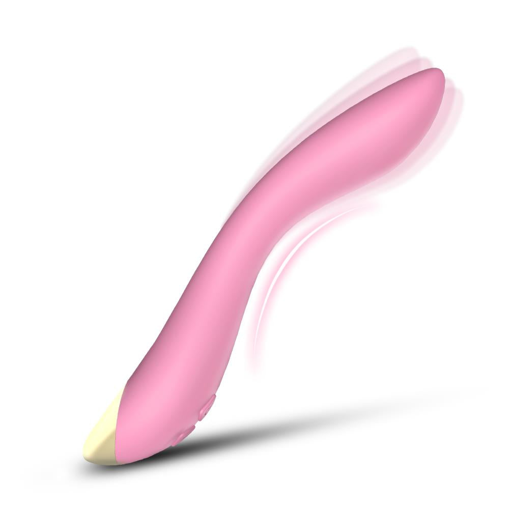 Vibrator pentru punctul G din silicon Joy Flamingo seria B, roz deschis, USB, 22 cm