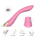 Vibrator pentru punctul G din silicon Joy Flamingo seria B, roz deschis, USB, 22 cm