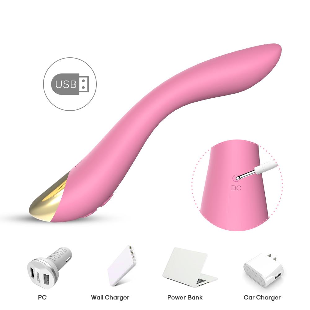 Vibrator pentru punctul G din silicon Joy Flamingo seria B, roz deschis, USB, 22 cm