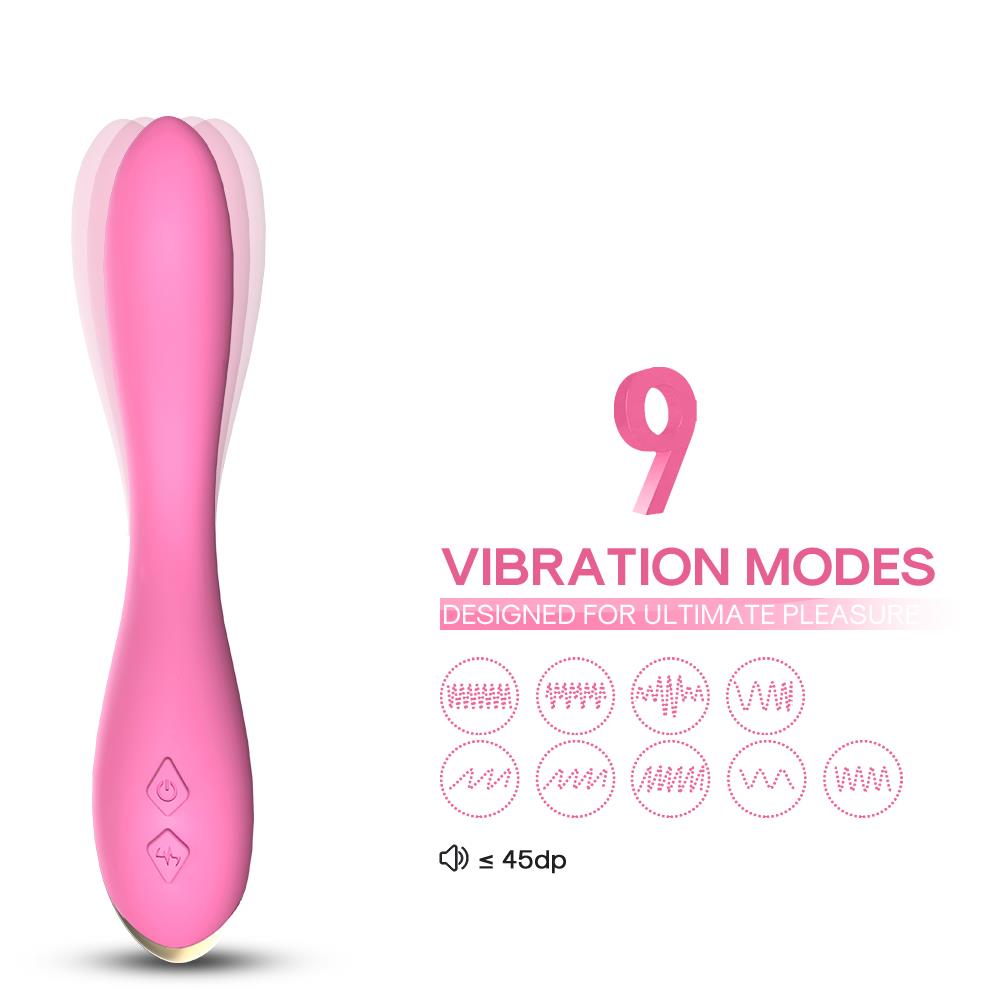 Vibrator pentru punctul G din silicon Joy Flamingo seria B, roz deschis, USB, 22 cm