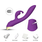 Vibrator Bonnie Bunny din silicon, violet, USB, 22 cm