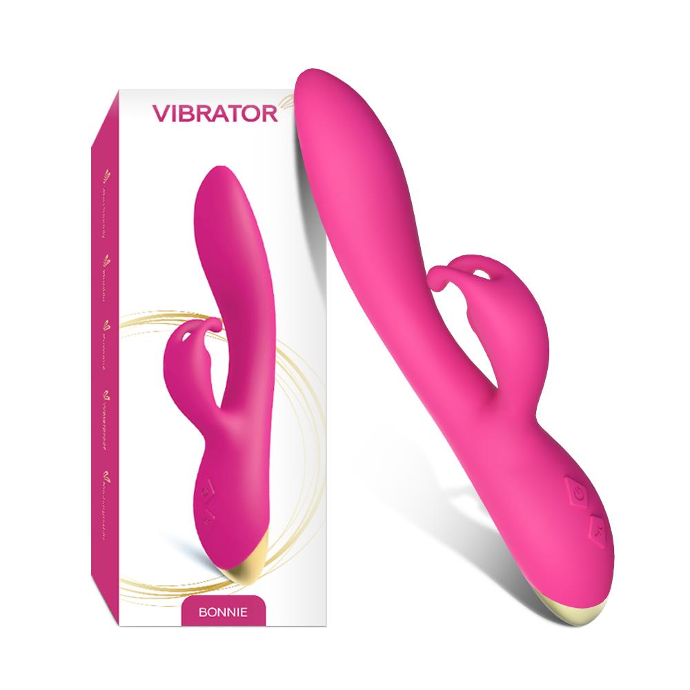 Vibrator Bonnie Bunny din silicon roz, USB, rezistent la apă, 22 cm