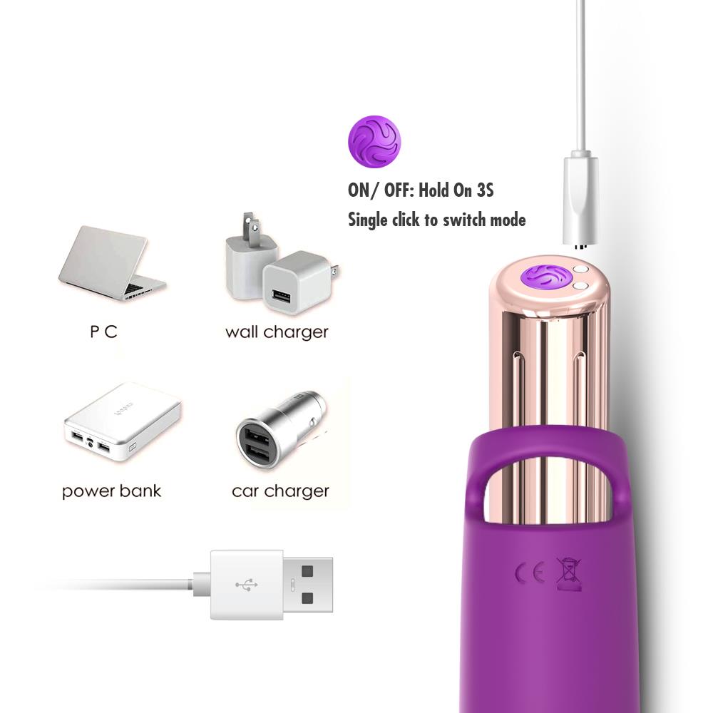 Vibrator pentru deget Aurora din silicon violet, USB