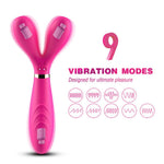 Vibrator Y Wand seria B Joy cu braț dublu, silicon, roz, USB, 19 cm