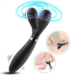 Vibrator Y Wand seria B Joy, silicon negru, USB, impermeabil