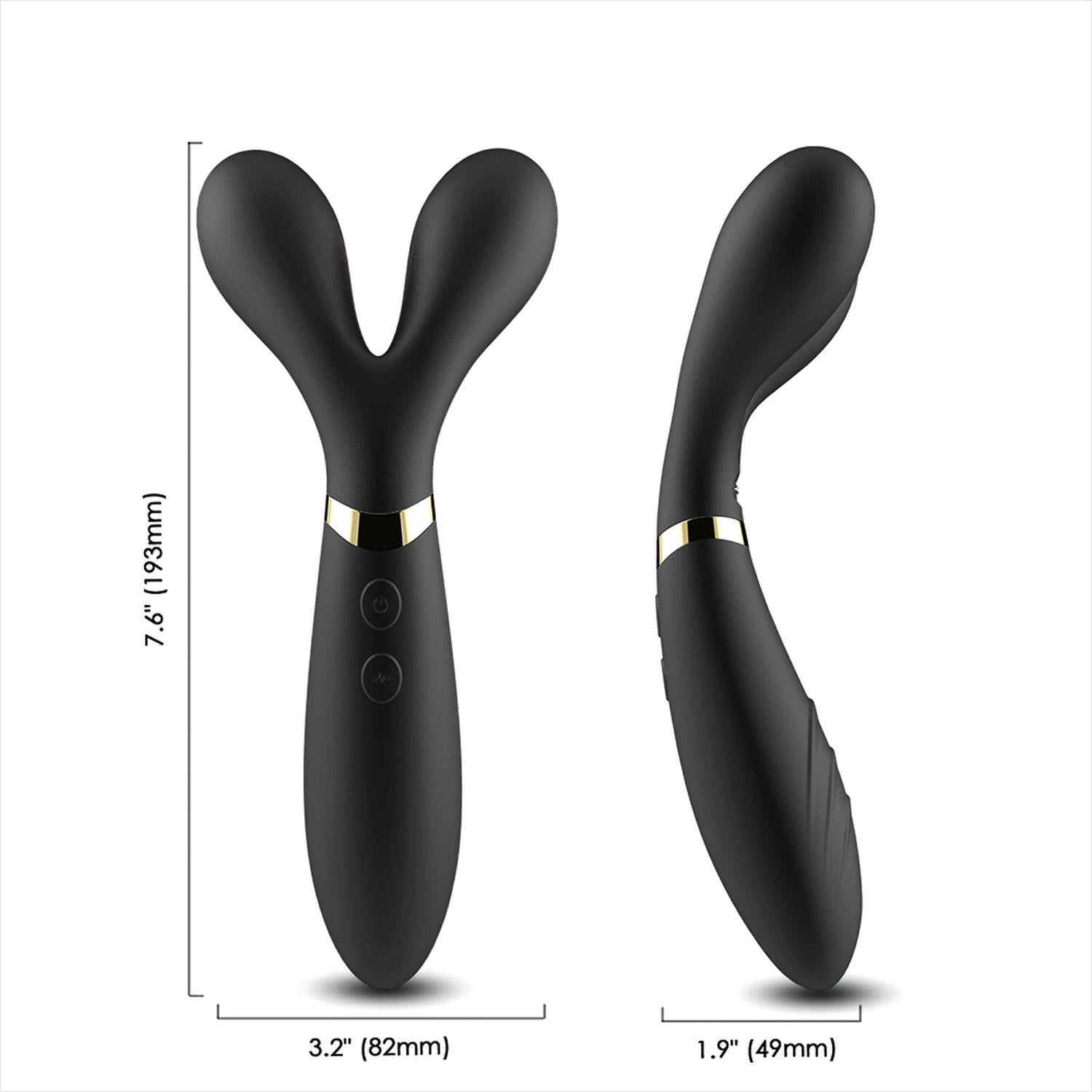 Vibrator Y Wand seria B Joy, silicon negru, USB, impermeabil